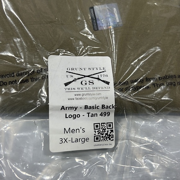 NEW - Grunt Style Army - Men’s Basic Back Logo, Tan 499 - 3XLarge - Picture 5 of 7